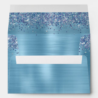Elegant Navy blue Glitter and Blue Ombre Foil  Envelope