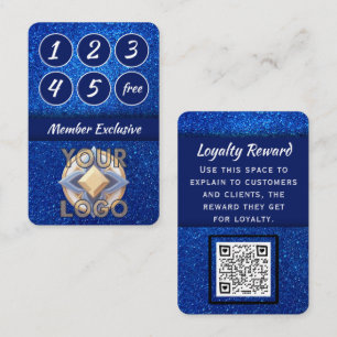 Elegant Navy Blue Glitter Beauty Bridal Boutique Loyalty Card