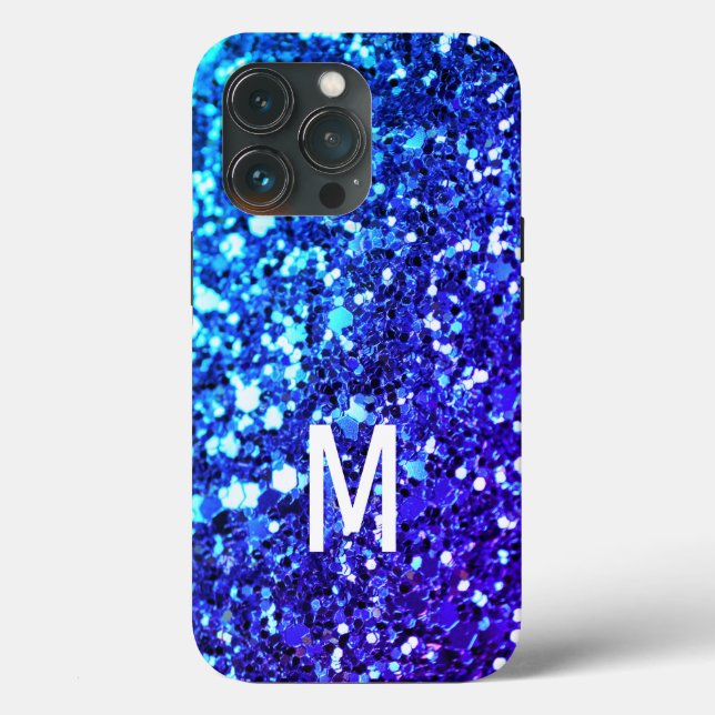 Elegant Navy Blue Glitter Custom monogrammed Name Case-Mate iPhone Case (Back)