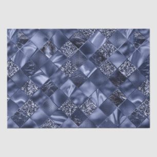 Elegant Navy Blue Glitter Diamond Lattice Pattern Tissue Paper