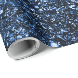 Elegant Navy Blue Glitter Sparkle Shiny Christmas  Wrapping Paper