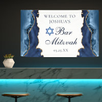 Elegant Navy Blue Gold Agate Bar Mitzvah Party