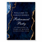 Elegant Navy Blue Gold Agate Retirement Party