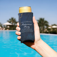 Elegant Navy Blue Gold Agate Retirement Party