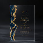 Elegant Navy Blue Gold Agate Wedding Monogram Acrylic Invitations<br><div class="desc">This Elegant Navy Blue Gold Agate Wedding Monogram Acrylic Invitation blends modern luxury with timeless sophistication. Featuring a deep navy blue agate design with shimmering gold accents, this stylish and contemporary invitation is perfect for couples seeking a chic and refined aesthetic. The custom monogram detail adds a personalised touch, making...</div>