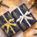 Elegant Navy Blue Gold Christmas Tree Star Pattern Wrapping Paper<br><div class="desc">Elegant Navy Blue Gold Christmas Tree Stars Pattern Wrapping Paper. This wrapping paper design features cute gold Christmas tree star pattern on blue background. For further customisation,  feel free to contact me at kbasandra@gmail.com.</div>