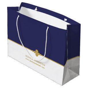 Elegant Navy Blue Gold Custom Large Gift Bag