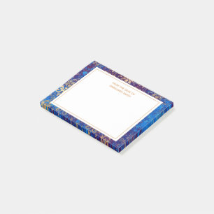 Elegant Navy Blue Gold Damask From Desk Of Post-it Notes