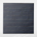 Elegant Navy Blue Gold Double Lines Tile<br><div class="desc">Navy Blue tile with gold double lines  Hex code for navy blue is #202A44.</div>
