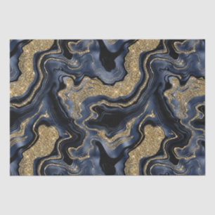 Elegant Navy Blue & Gold Glitter Agate Birthday Tissue Paper
