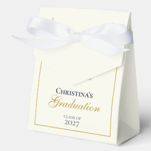Elegant Navy Blue & Gold Graduation Favour Box