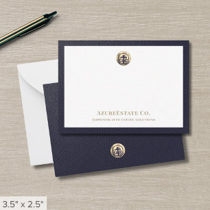 Elegant Navy Blue Gold Logo Card