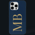 Elegant Navy Blue Gold Minimalist Initial Monogram iPhone 15 Pro Max Case<br><div class="desc">Elegant Navy Glue Gold Minimalist Initial Monogram iPhone Case</div>
