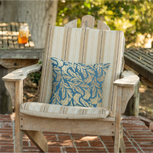 Elegant navy blue gold modern floral damask outdoo cushion