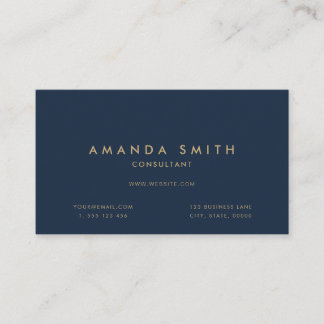 Elegant Navy Blue Gold Modern Professional Business Card