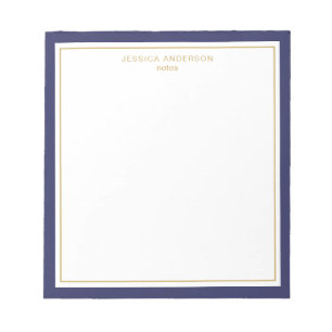 Elegant Navy Blue Gold Personalised Notepad