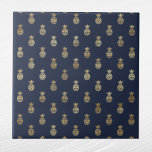 Elegant Navy Blue Gold Pineapple Tile<br><div class="desc">Navy Blue tile with gold pineapple.  Hex code for navy blue is #202A44.</div>