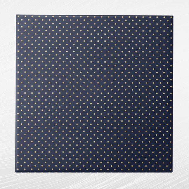 Elegant Navy Blue Gold Polka Dots Tile (Creator Uploaded)