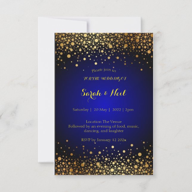 Elegant Navy Blue Gold Popular Wedding Invitation (Front)