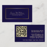 Elegant Navy Blue & Gold Professional QR Code
