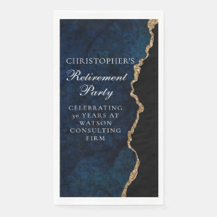 Elegant Navy Blue Gold Retirement Party Custom Napkin