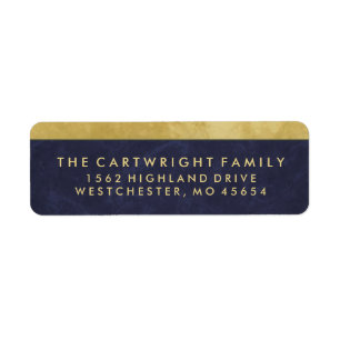 Elegant Navy Blue & Gold Return Address Label