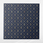 Elegant Navy Blue Gold Roses Tile<br><div class="desc">Navy Blue tile with gold roses.  Hex code for navy blue is #202A44.</div>