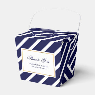 Elegant Navy Blue Gold Wedding Thank You Favour Box