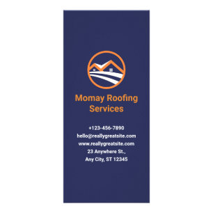 Elegant Navy Blue, Gold & White Roofing Business Rack Card