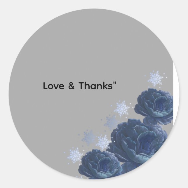Elegant Navy Blue Gold Winter Wedding Favor Sticke Classic Round Sticker (Front)