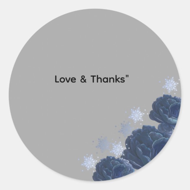 Elegant Navy Blue Gold Winter Wedding Favor Sticke Classic Round Sticker (Front)