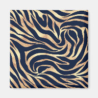Elegant Navy Blue Gold Zebra Print