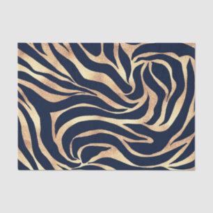 Elegant Navy Blue Gold Zebra Print Tissue Paper