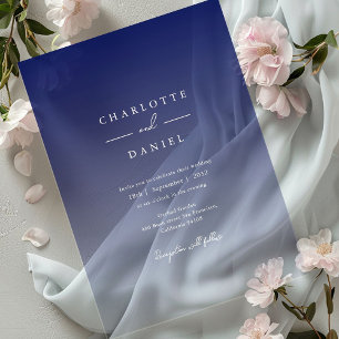 Elegant Navy Blue Gradient Acrylic Wedding Acrylic Invitations