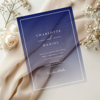 Elegant Navy Blue Gradient Acrylic Wedding