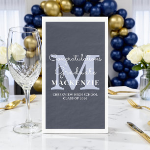 Elegant Navy Blue Graduation Party Napkin