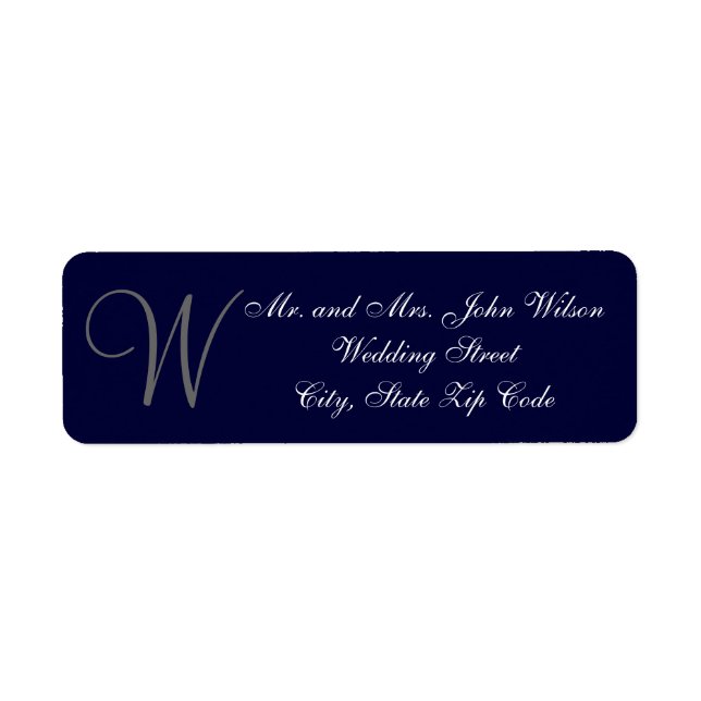 Elegant Navy Blue Grey Monogram Wedding Invitation (Front)