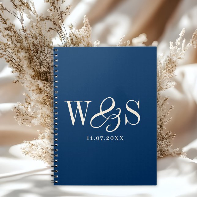 Elegant navy blue initial wedding couples notebook (Creator Uploaded)