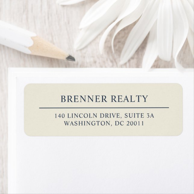 Elegant Navy Blue Ivory Business Return Address (Insitu)