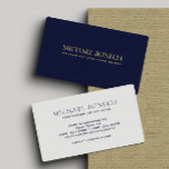 Elegant  Navy Blue Leather Look Professional Business Card<br><div class="desc">This elegant business card features a sophisticated navy blue leather-textured illustration, offering a premium and professional aesthetic. Your name, profession, or firm name is prominently displayed in luxurious gold colour lettering, ensuring a timeless and memorable presentation. The combination of the textured background and gold accents exudes elegance and authority. This...</div>