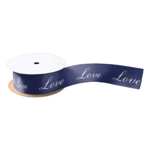 Elegant Navy Blue “Love” Nautical Wedding Satin Ribbon