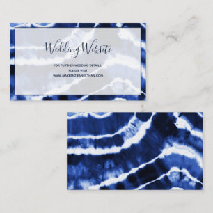 Elegant Navy Blue Marble Tie Dye Wedding Website Enclosure Card