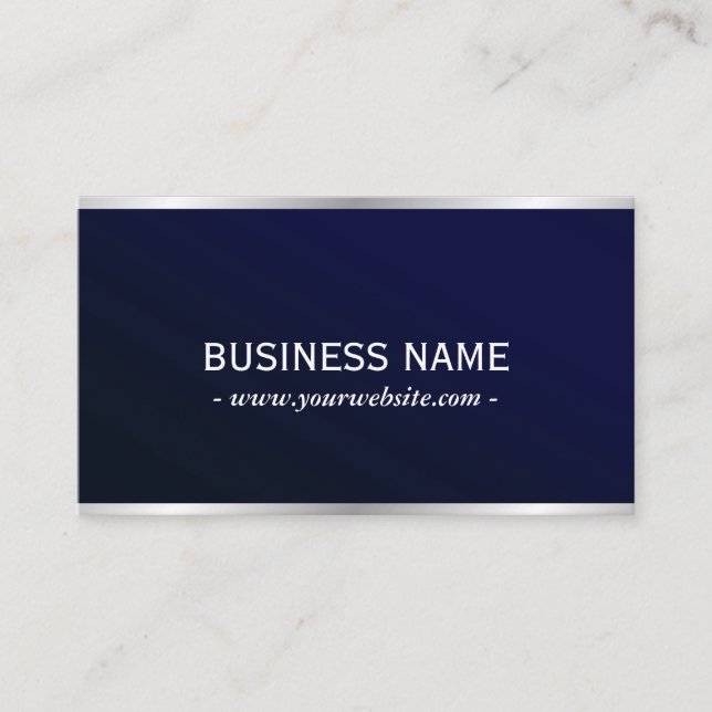 Elegant Navy Blue Metallic Professional  Business Card (Front)