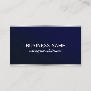 Elegant Navy Blue Metallic Professional QR Code Business Card