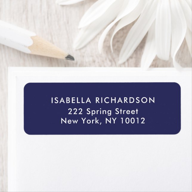 Elegant Navy Blue Minimalist Return Address Label (Insitu)