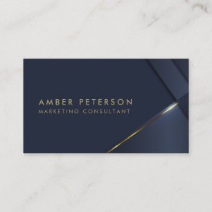 Elegant Navy Blue Modern Gold Line Professional Business Card
