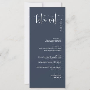 Elegant Navy Blue Modern Let's Eat Thank You Menu