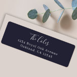 Elegant Navy Blue Modern Minimal Return Address<br><div class="desc">A stylish modern holiday return address label with a handwritten script font for your family name in white with a navy blue feature colour in a 'scandi' scandinavian design style. The name and address can be easily customised for a personal touch. A classic traditional and minimalist design to stand out...</div>