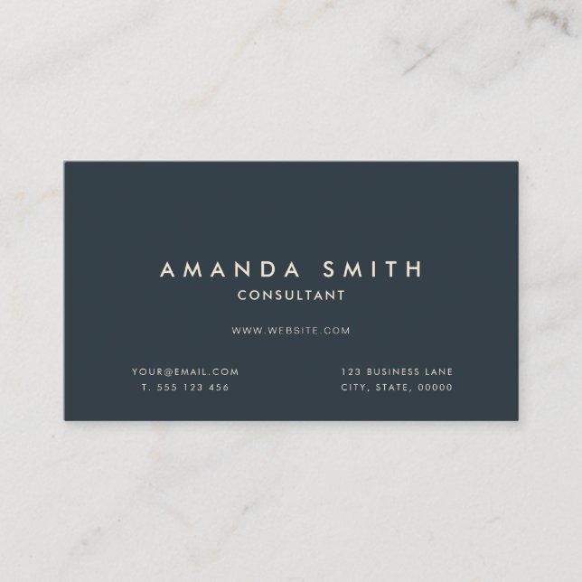 Elegant Navy Blue Modern Professional Business Card (Front)