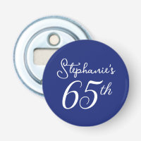 Elegant Navy Blue Monogram 65th Birthday Party